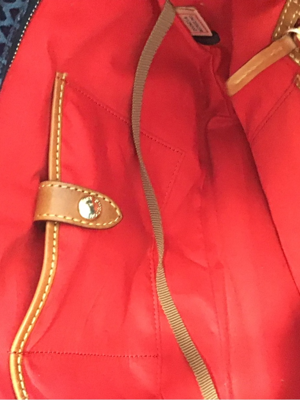 DOONEY & BOURKE Dark Blue Exotic Leather Tan Straps Tote Excellent - Picture 6 of 16
